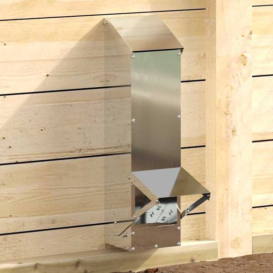 Mangeoire Poule Galvanisée Verticale Auvent 5kg Argent - ComfortXL Outdoor Living - Image 1