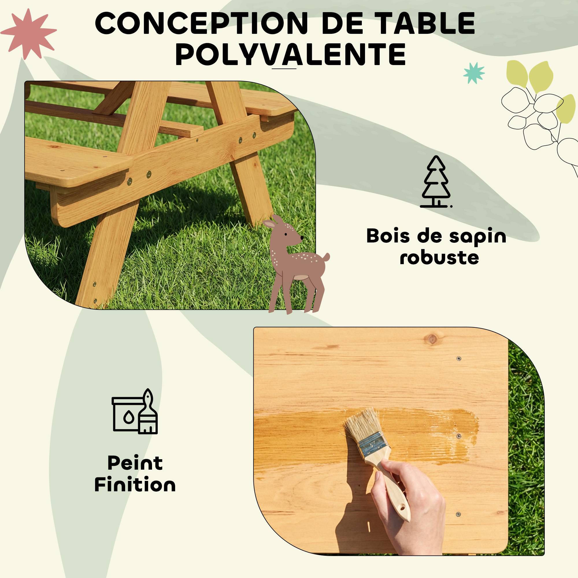 Ensemble salon de jardin extérieur enfant avec coussins et parasol amovible, rayé bleu marine et blanc - Image 9