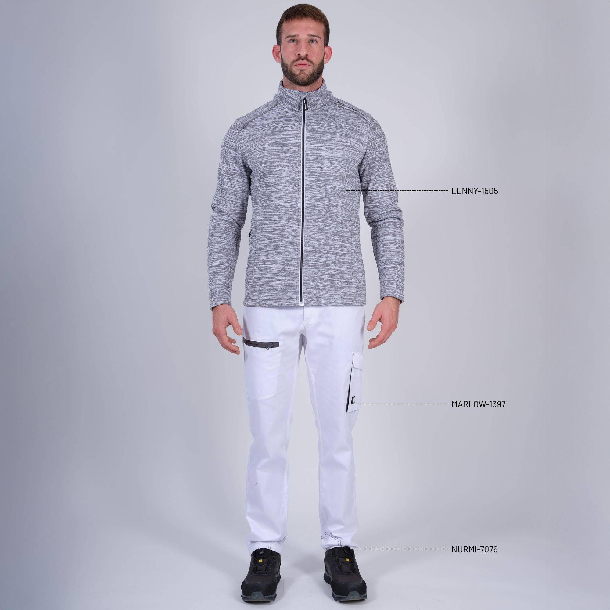 Nineworths - LENNY - GILET DE TRAVAIL - 1505 | Blanc chiné - Image 2