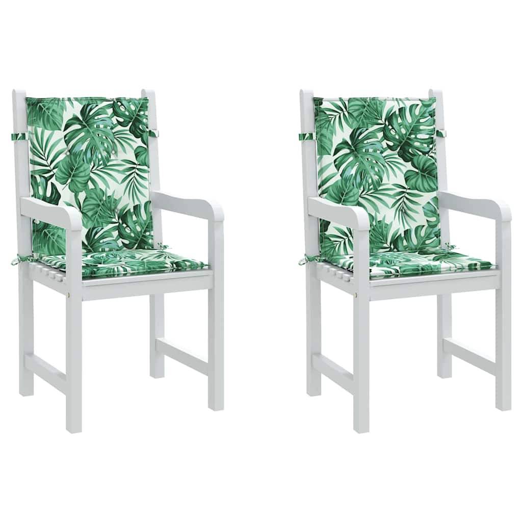 Lot de 2 Coussins Dossier Bas Tissu Oxford Housse Amovible pour Chaise de Jardin Motif Feuilles 100x50cm – ComfortXL Outdoor Living - Image 3