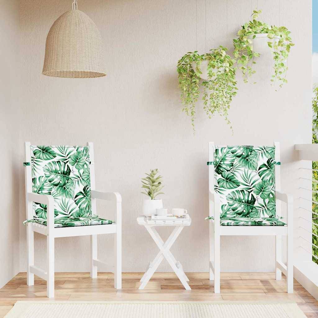 Lot de 2 Coussins Dossier Bas Tissu Oxford Housse Amovible pour Chaise de Jardin Motif Feuilles 100x50cm – ComfortXL Outdoor Living