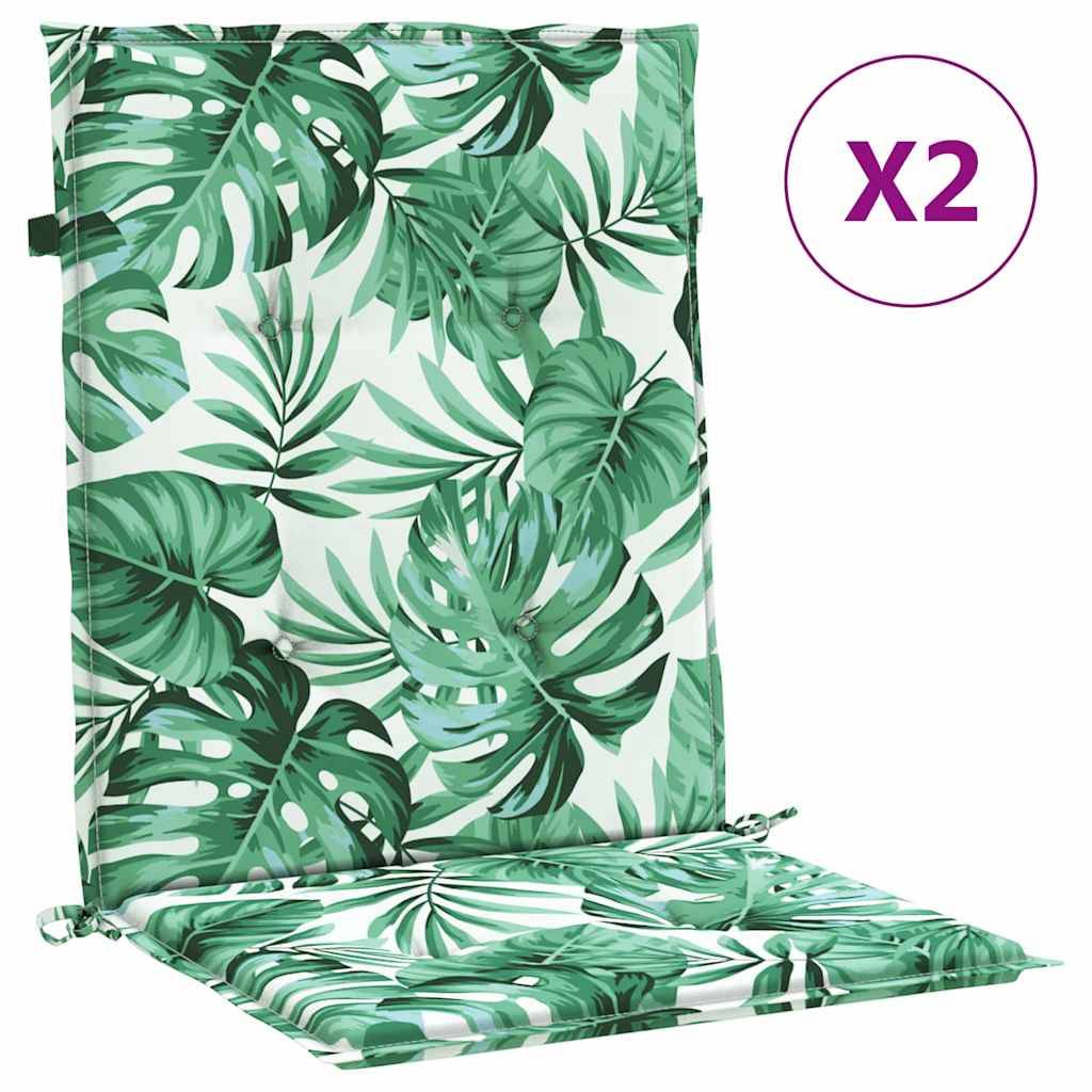 Lot de 2 Coussins Dossier Bas Tissu Oxford Housse Amovible pour Chaise de Jardin Motif Feuilles 100x50cm – ComfortXL Outdoor Living - Image 4