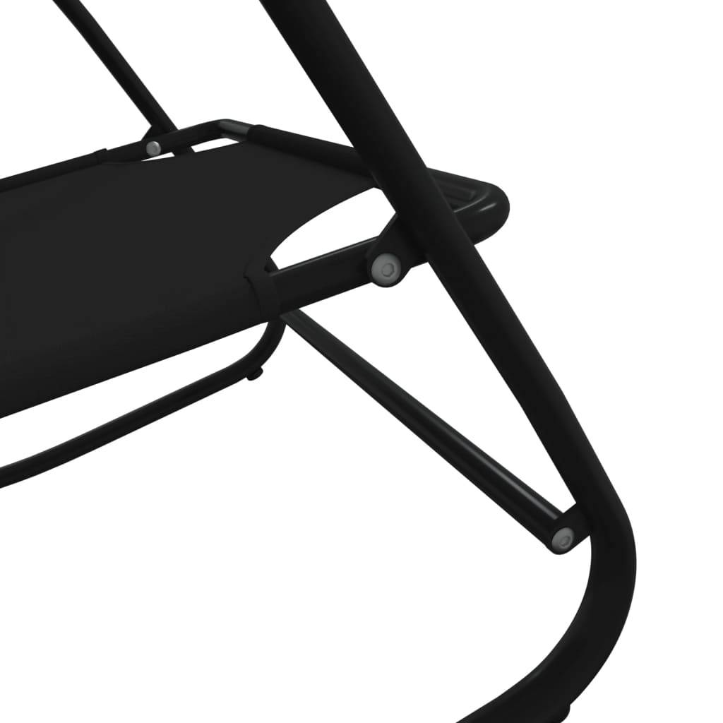Helloshop26 - Transat chaise longue bain de soleil lit de jardin terrasse meuble d'extérieur à bascule noir acier et textilène - Imagen 4