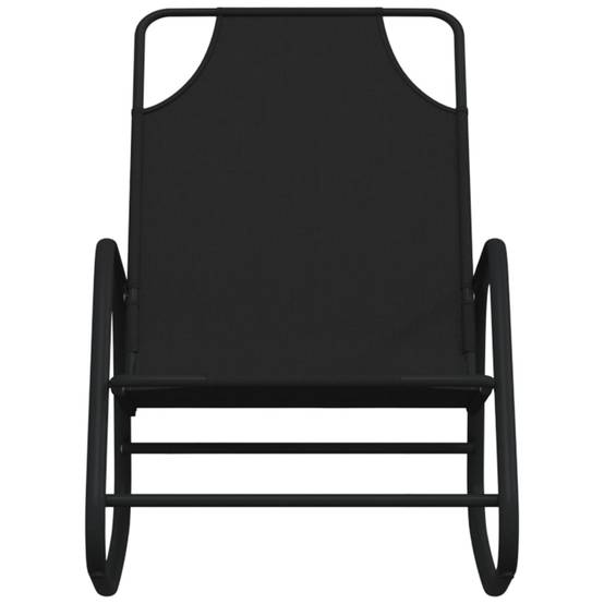 Helloshop26 - Transat chaise longue bain de soleil lit de jardin terrasse meuble d'extérieur à bascule noir acier et textilène - Imagen 2