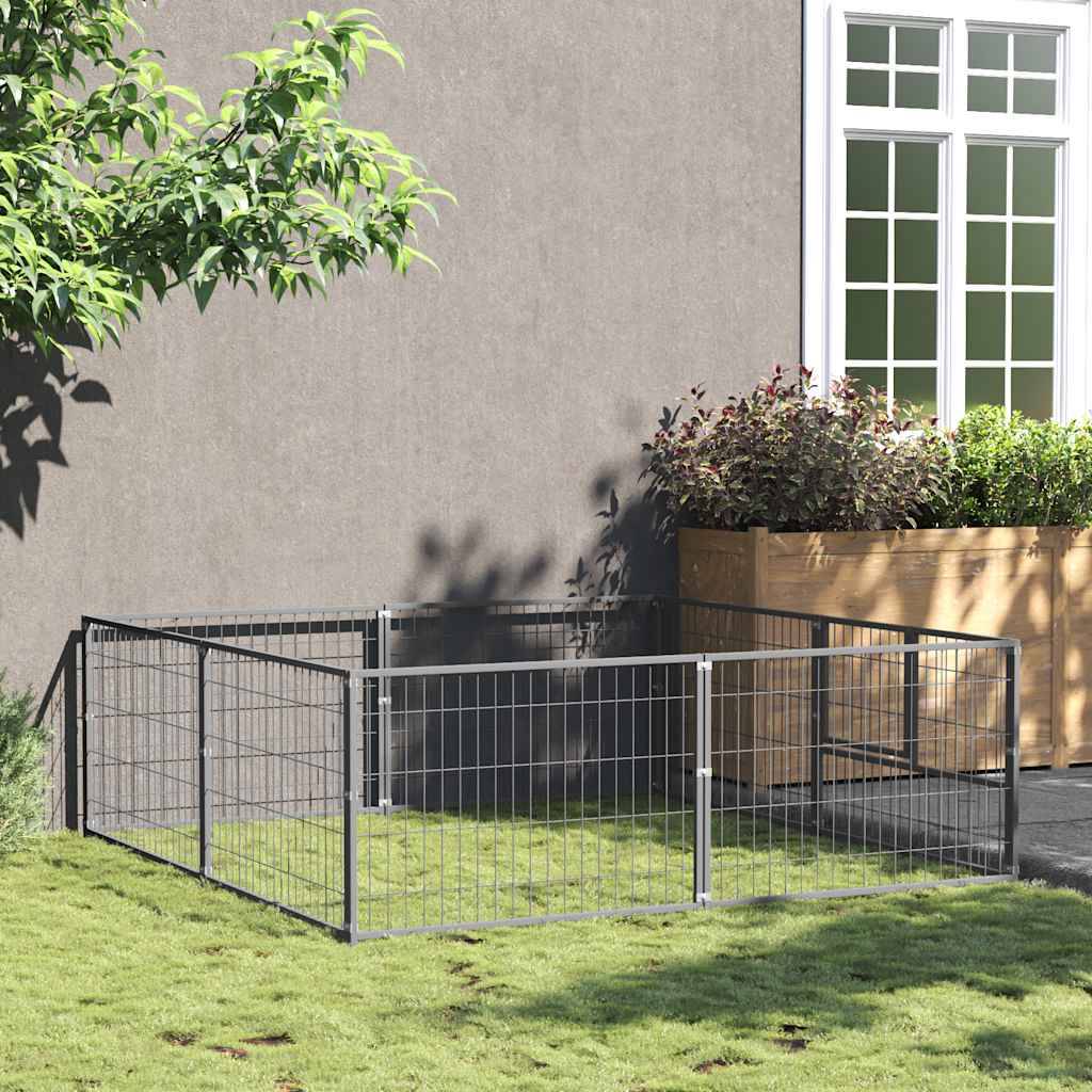 Vidaxl - Chenil Argenté 4 m² Acier vidaXL 3082118 - Imagen 1