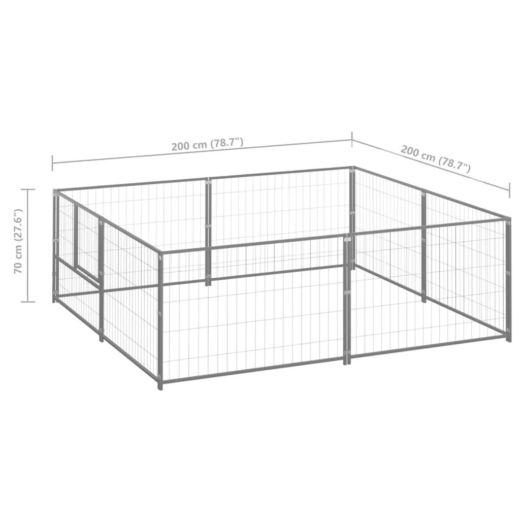 Vidaxl - Chenil Argenté 4 m² Acier vidaXL 3082118 - Imagen 3