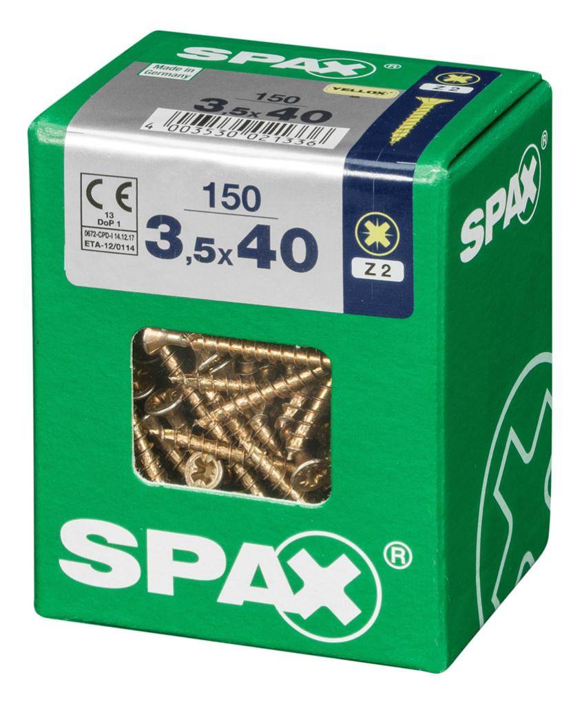Spax - Lot de 150 vis acier tête fraisée pozidriv SPAX, Diam.3.5 mm x L.40 mm - Image 5