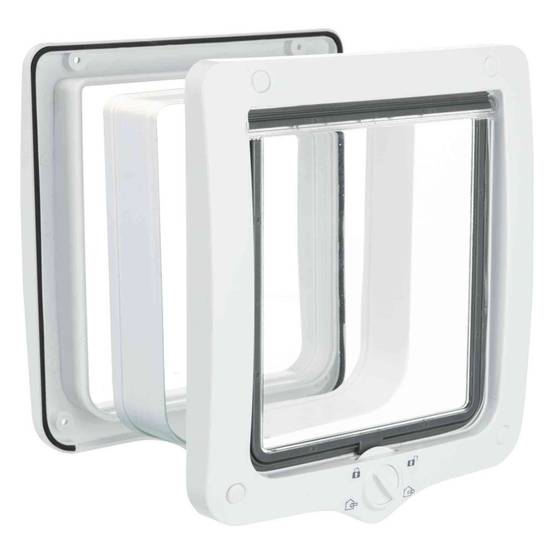 Chatière 4 positions XL avec tunnel 24 × 28 cm extérieur blanche pour chat - Image 1