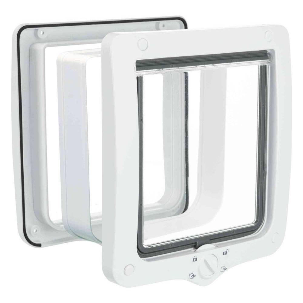 Chatière 4 positions XL avec tunnel 24 × 28 cm extérieur blanche pour chat - Imagen 1