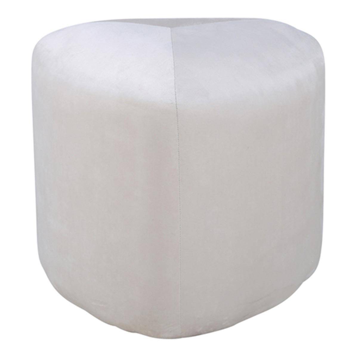 Paris Prix - Pouf en Velours "Peg" 46cm Beige - Image 1