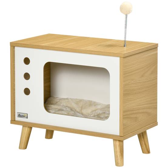 Niche chat forme TV bois particules design original coussin douillet 50x28x43cm - ComfortXL Outdoor Living - Image 2