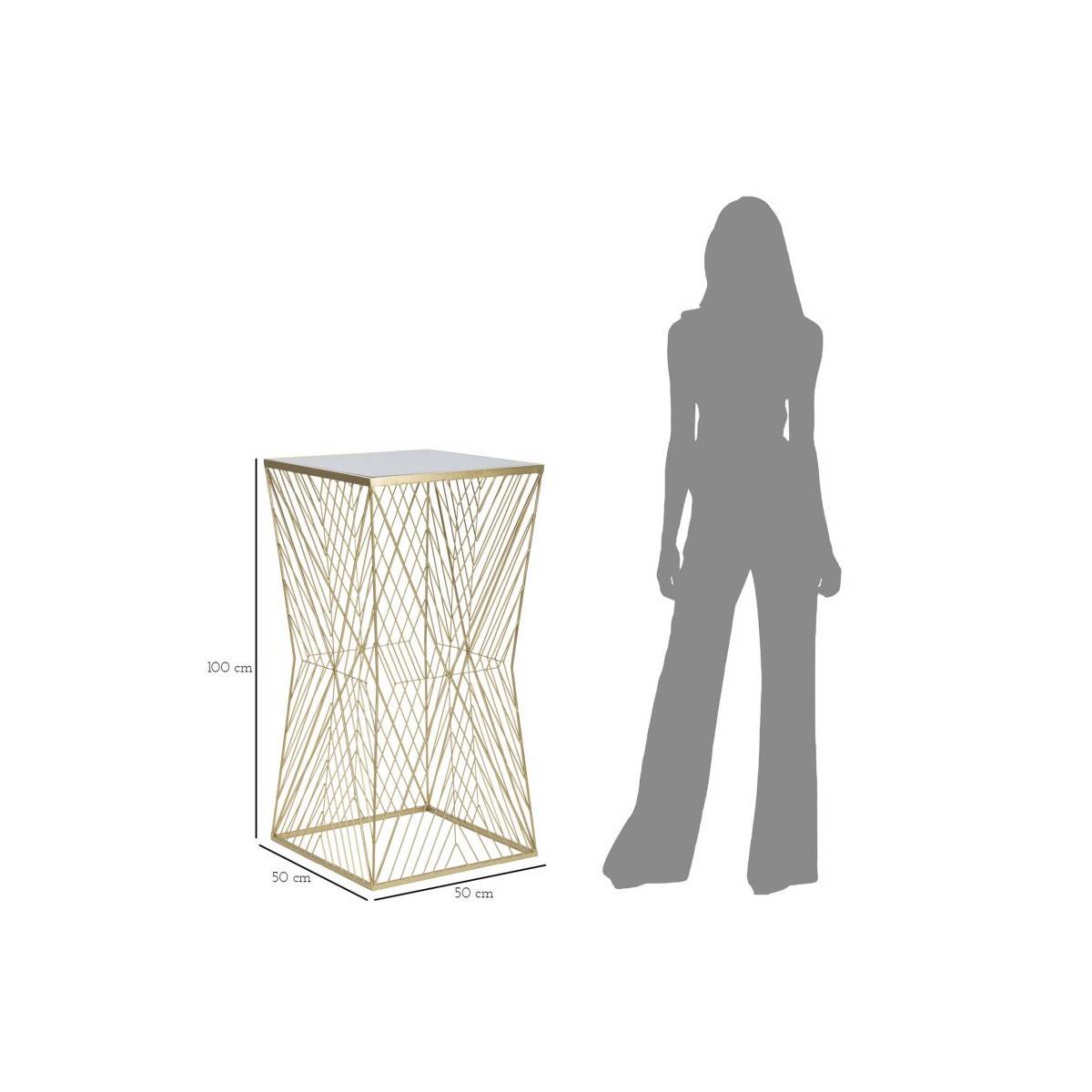 Table d'Appoint Carrée Design "Lines" 100cm Or - Image 7