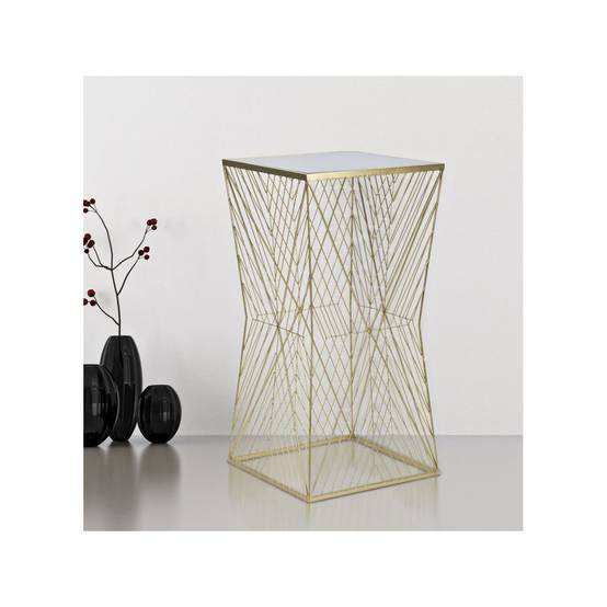 Table d'Appoint Carrée Design "Lines" 100cm Or - Image 6