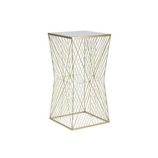 Table d'Appoint Carrée Design "Lines" 100cm Or - Image 1