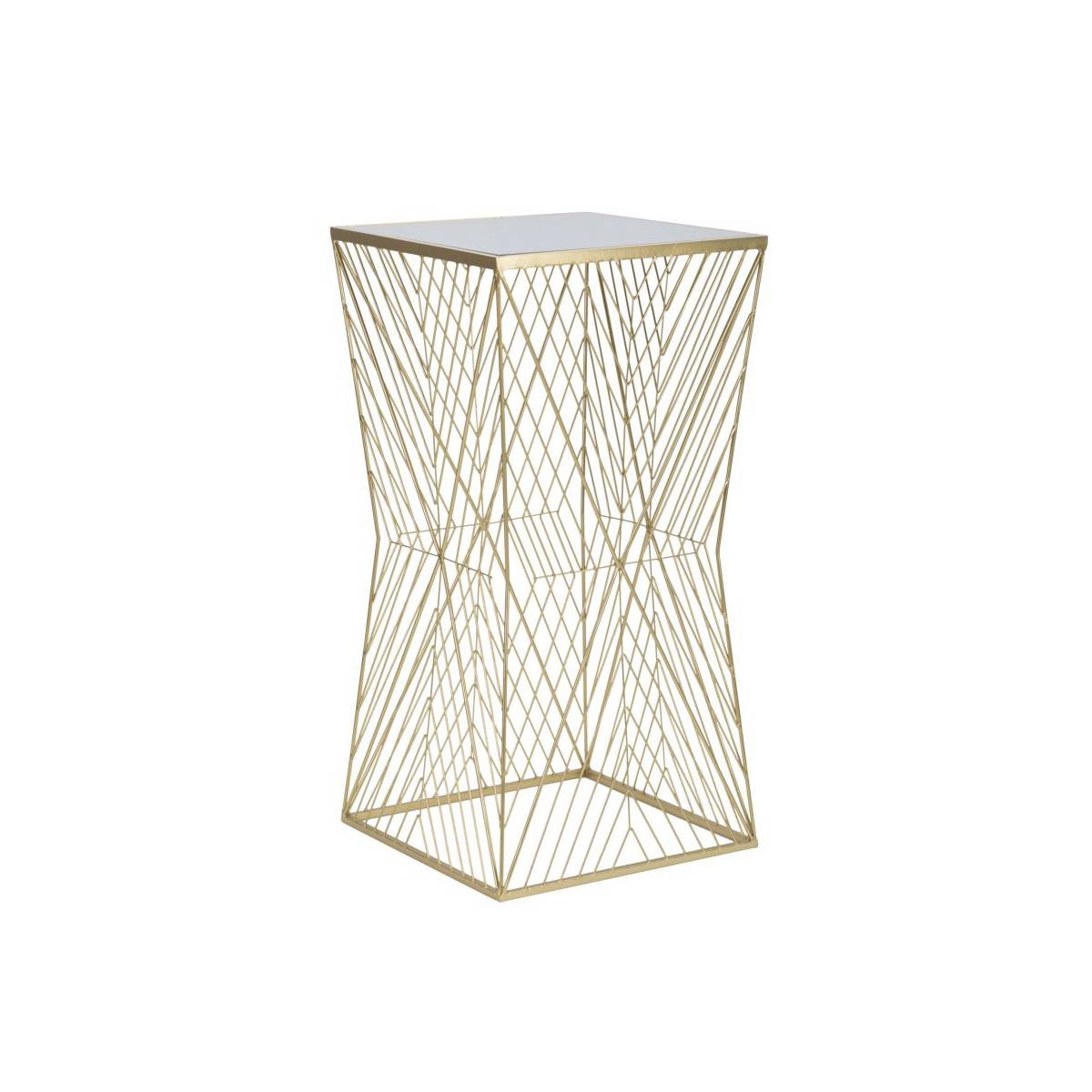 Table d'Appoint Carrée Design "Lines" 100cm Or - Image 1