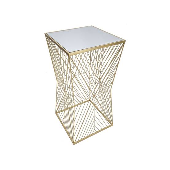Table d'Appoint Carrée Design "Lines" 100cm Or - Image 2