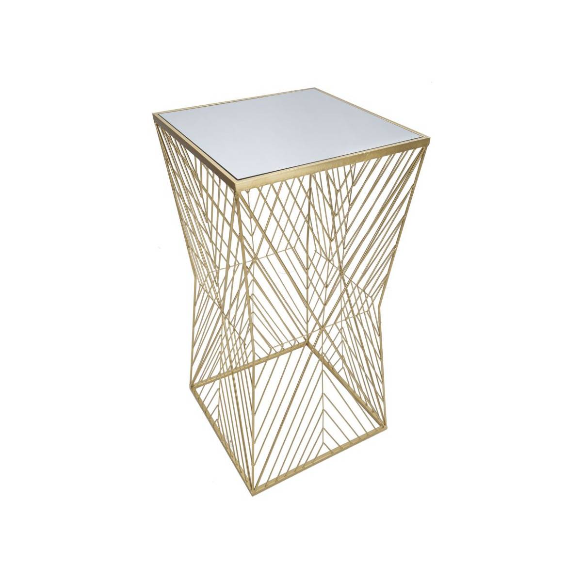 Table d'Appoint Carrée Design "Lines" 100cm Or - Image 2