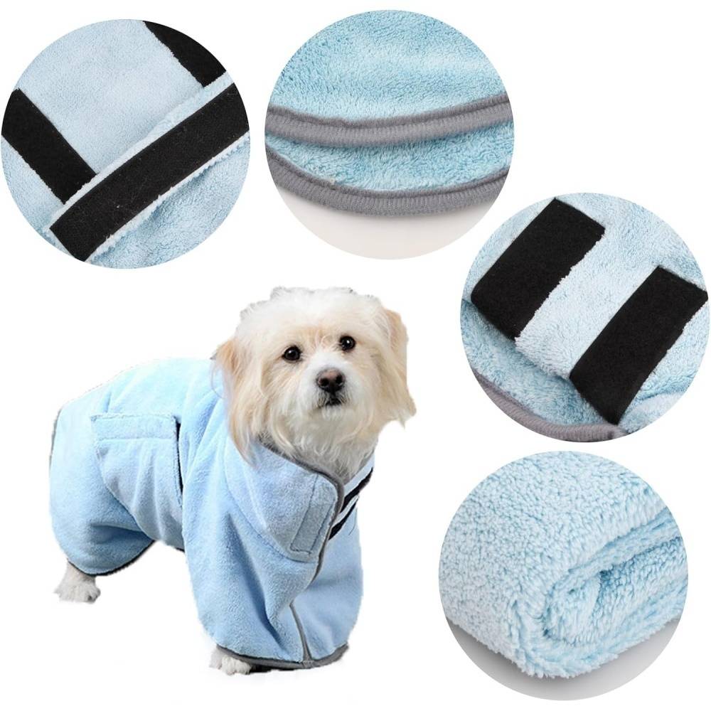 Peignoir Microfibre Bleu Pour Petit Chien - S - Image 2