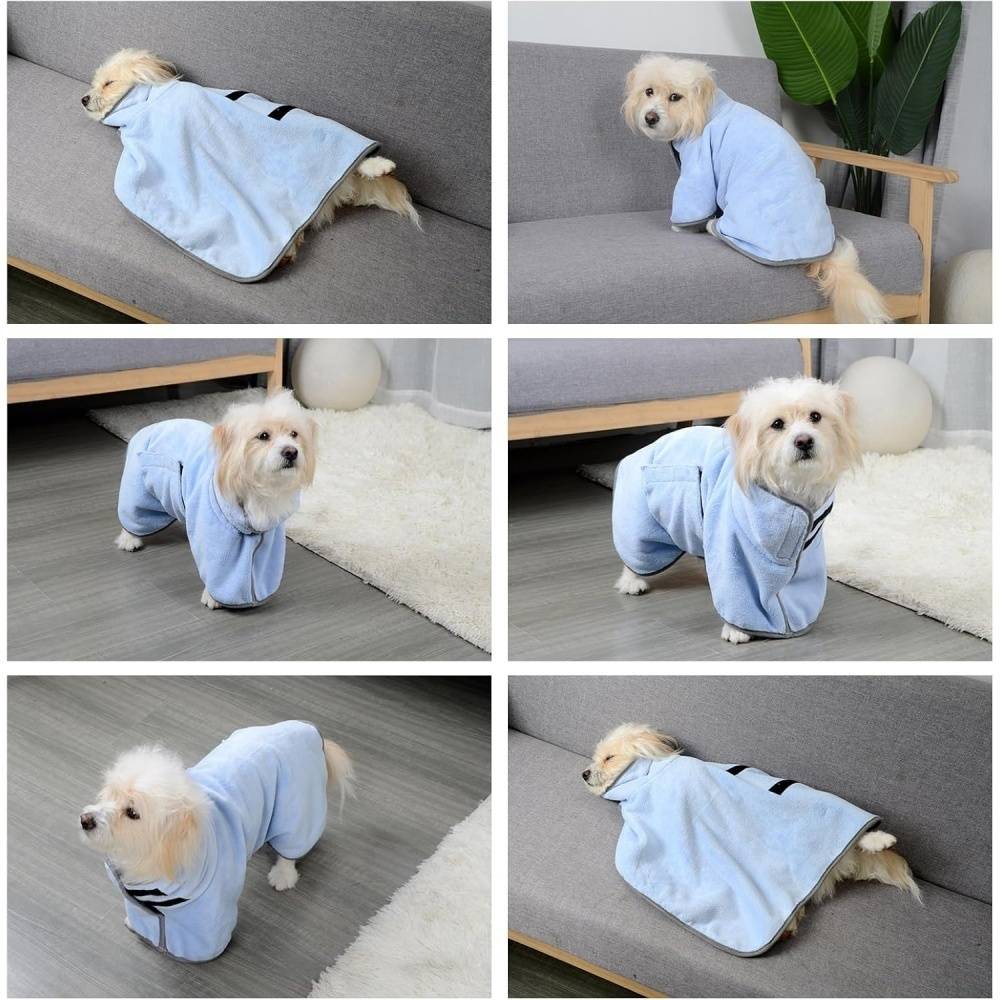 Peignoir Microfibre Bleu Pour Petit Chien - S - Image 4