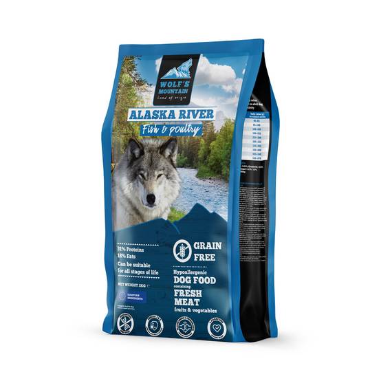 0 - Croquettes pour chien adulte au saumon Wolf's Mountain Alaska River 2kg