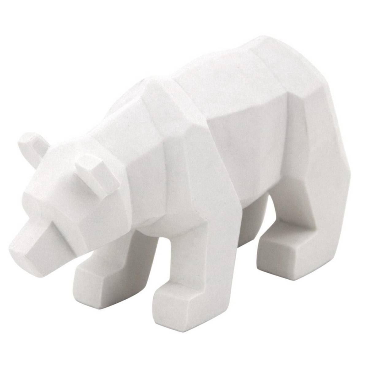 Aubry Gaspard - Ours déco en résine blanche origami - Imagen 1
