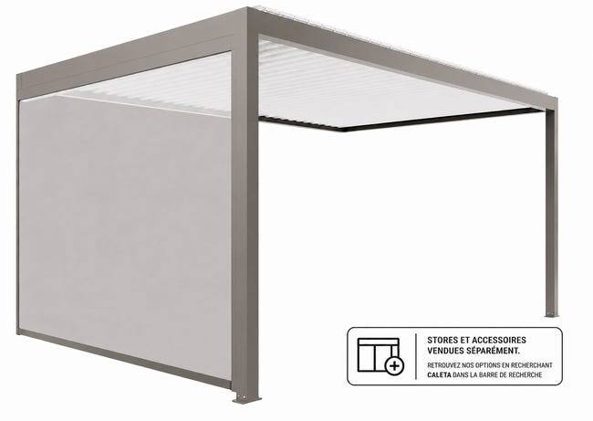 Pergola Bioclimatique Aluminium Adossée Motorisée Éclairée 5x3,5 Gris SV ORIAL France - Image 5