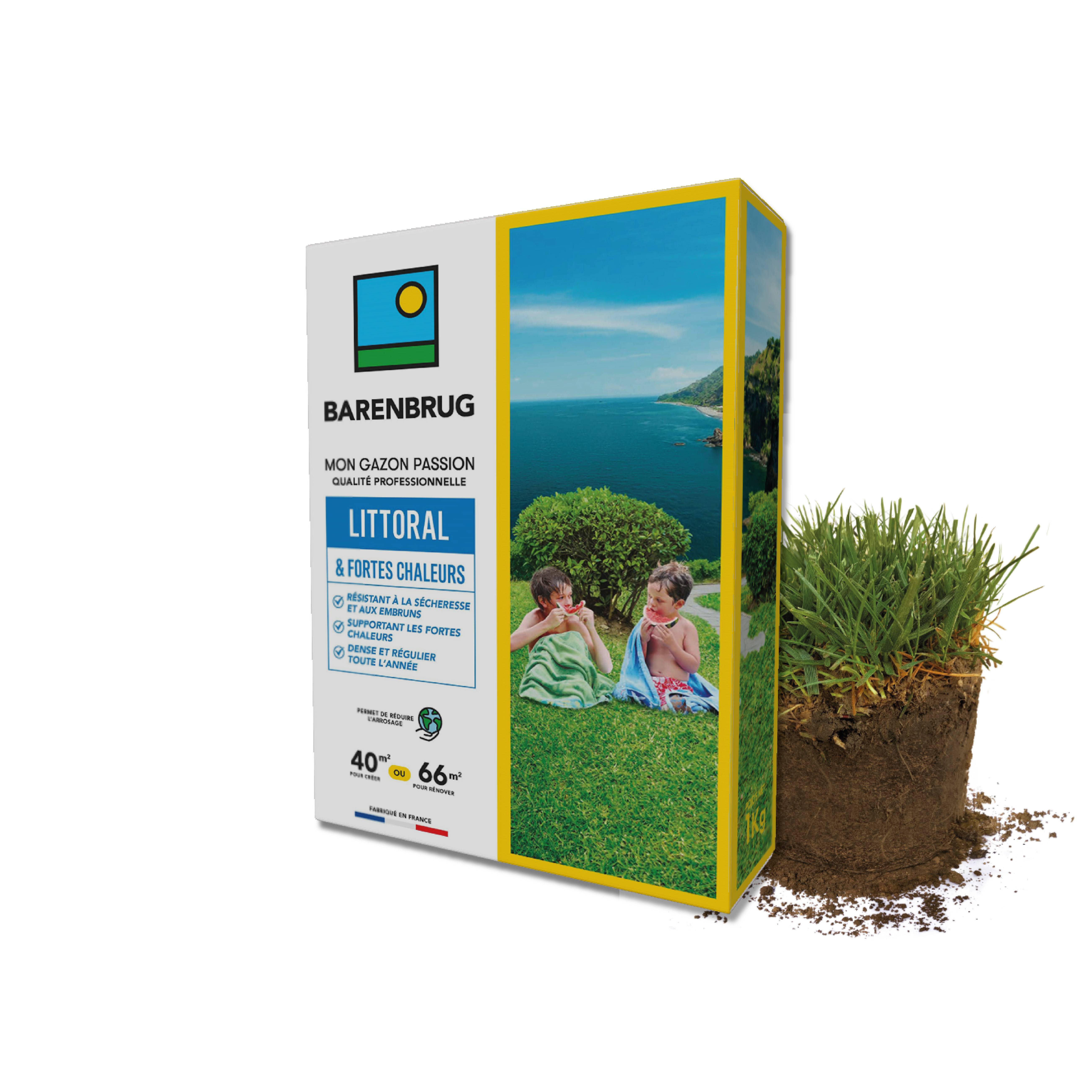 Gazon Littoral & Fortes chaleurs - Résistant Sécheresse et Embruns - Supportant Fortes Chaleurs - Dense et Régulier Toute l'Année - 1KG - BARENBRUG - Image 1