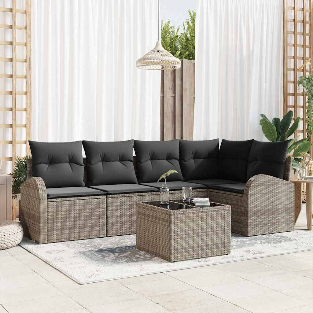 Petit Salon de Jardin Polyrotin Modulable 5 Places 6 Pièces pour Balcon Terrasse Gris – ComfortXL Outdoor Living