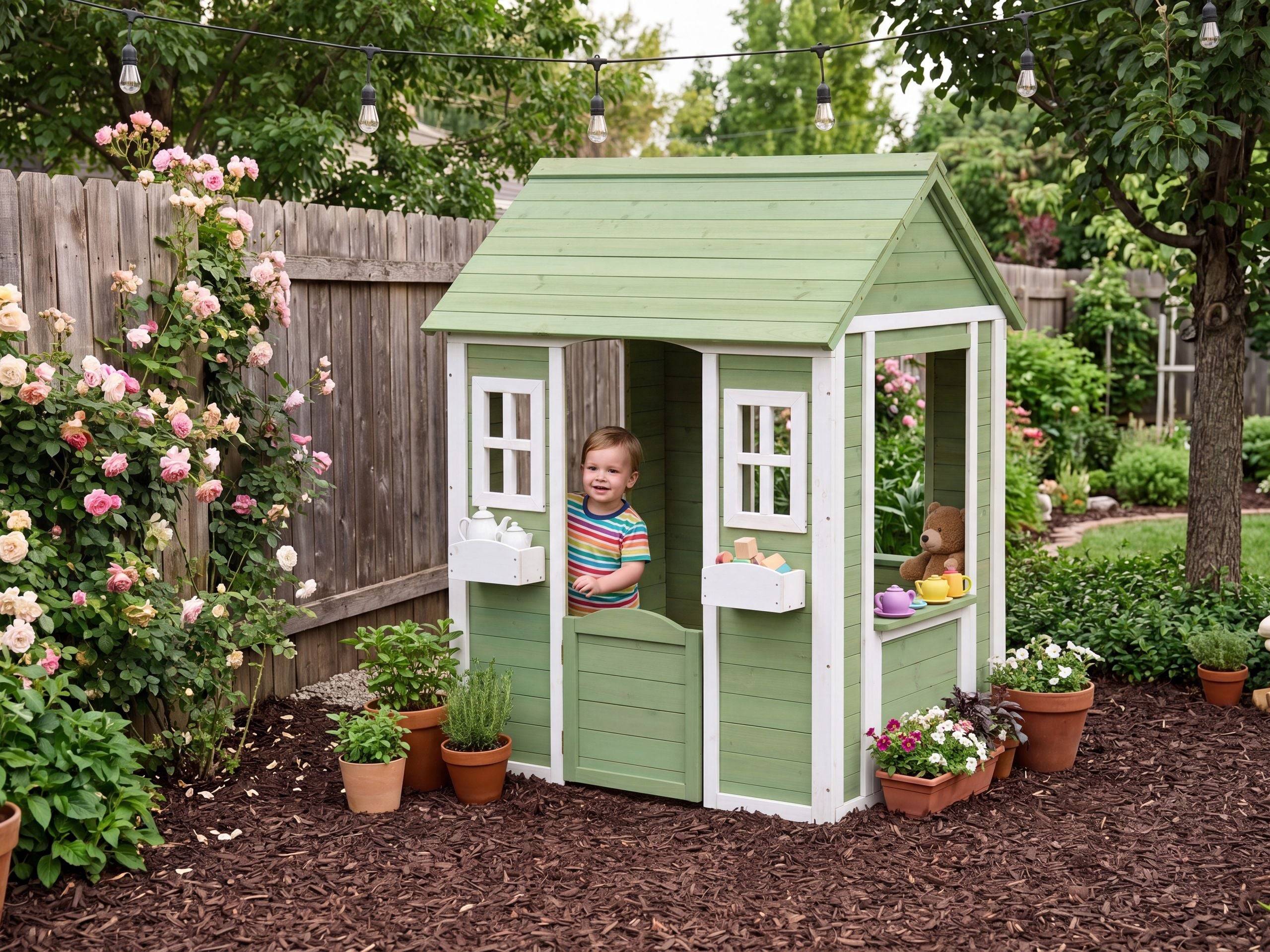 Beliani - Cabane de jardin pour enfants Bois de sapin Vert SAURIS - 100x89x145- Beliani - Image 1