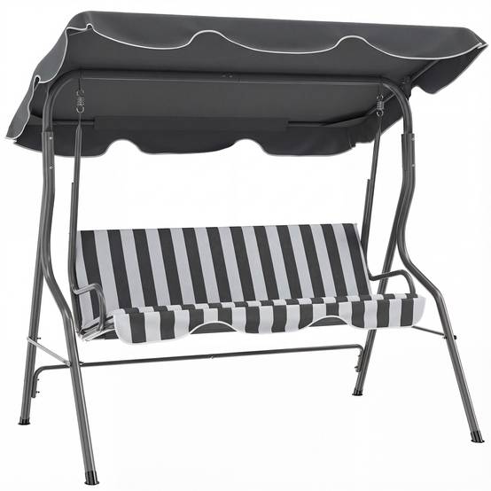 Balancelle 3 places métal terrasse jardin toit imperméable 170x110x153cm gris blanc - ComfortXL Outdoor Living - Image 1