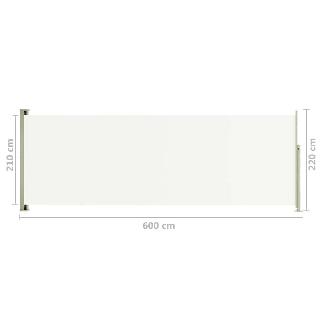 Helloshop26 - Auvent paravent store brise-vue latéral rétractable de patio jardin terrasse balcon protection visuelle écran 220 x 600 cm crème - Imagen 6