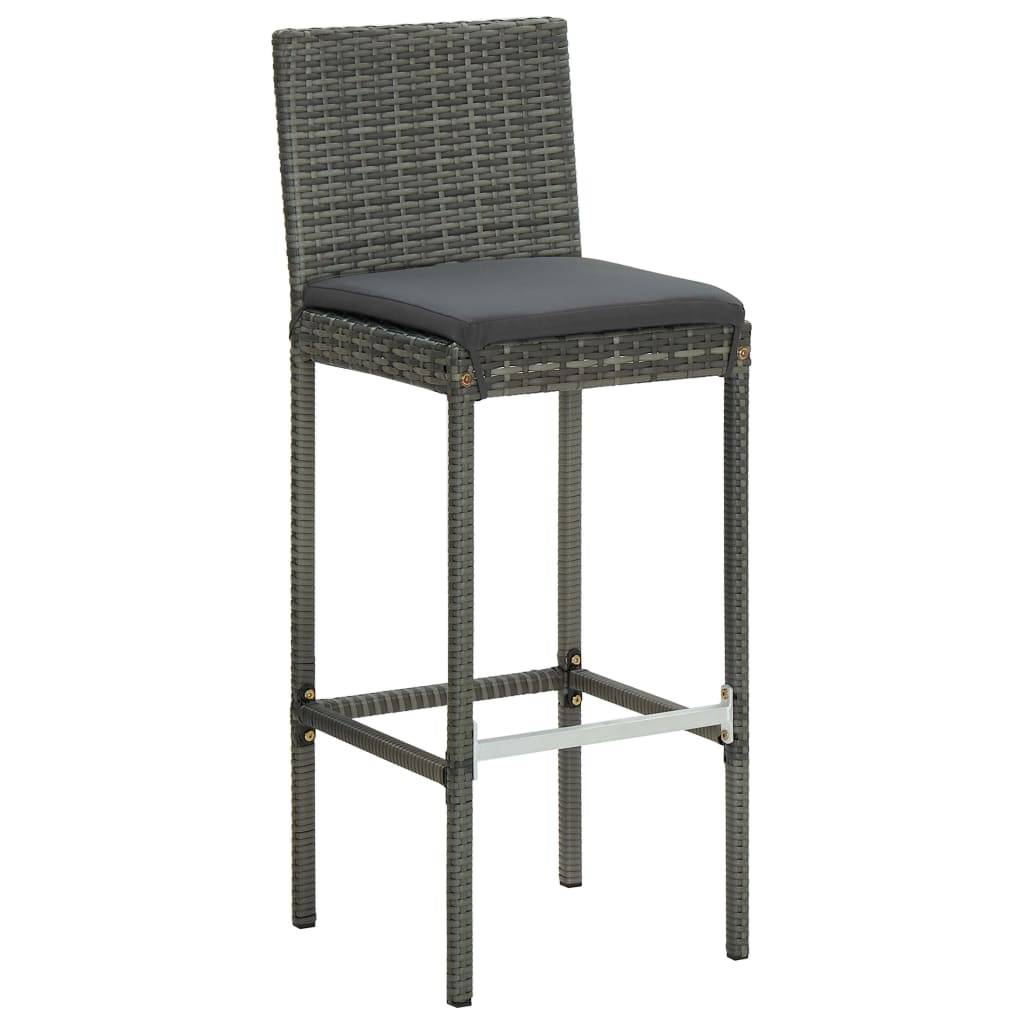 Helloshop26 - Ensemble de bar de jardin 3 pièces et coussins résine tressée gris - Imagen 6