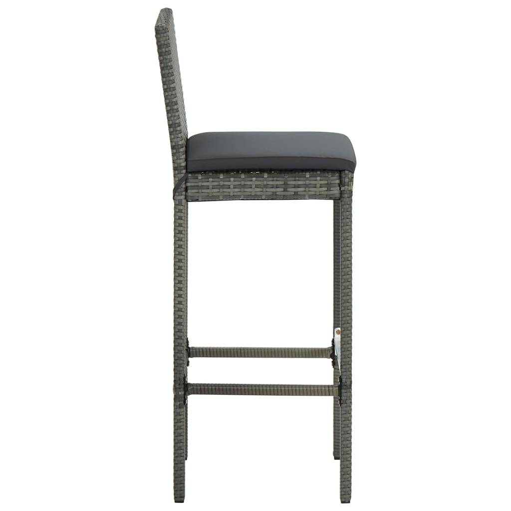 Helloshop26 - Ensemble de bar de jardin 3 pièces et coussins résine tressée gris - Imagen 8