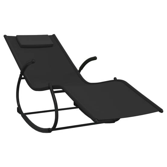 Helloshop26 - Chaises longues transat à bascule 2 pièes noir acier et textilène - Imagen 2