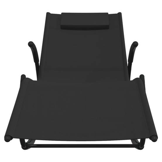 Helloshop26 - Chaises longues transat à bascule 2 pièes noir acier et textilène - Imagen 3