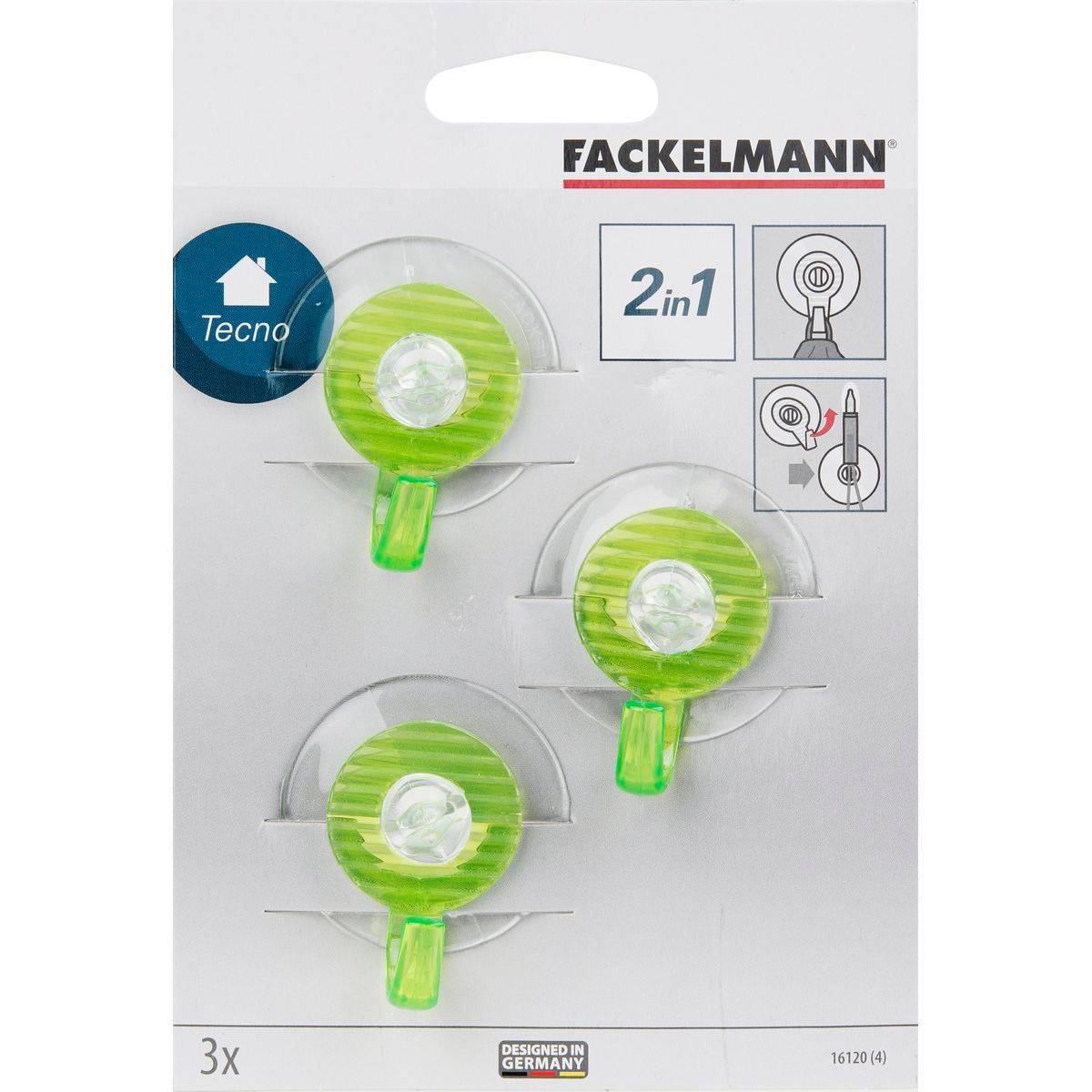 Crochets ventouses en plastique lot de 6, dimensions 4,5 cm Fackelmann Tecno - Image 4