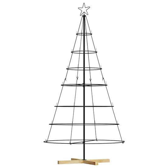 Grand sapin de Noël conique en acier support bois design Noir 180 cm – ComfortXL Outdoor Living - Image 2