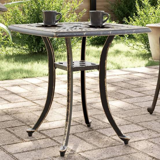 Table de jardin aluminium coulé bronze 53 x 53 x 53 cm, Poids :4.55kg - PANGIVO - Image 1