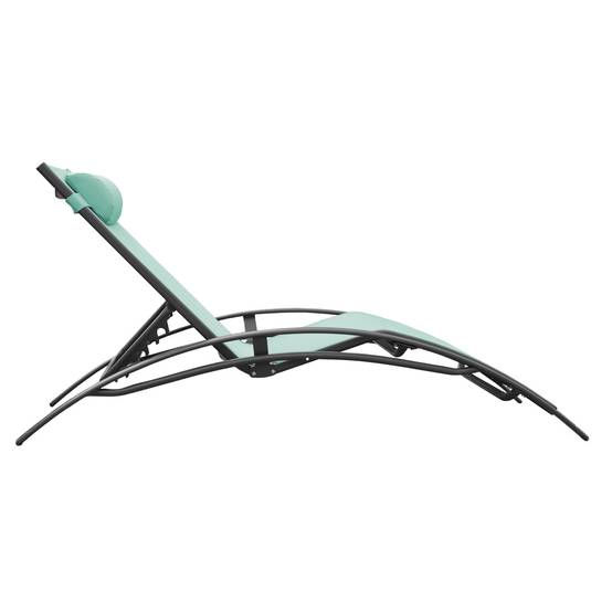 Happy Garden - Lot de 2 transats GALAPAGOS en textilène vert d'eau - aluminium gris anthracite - HAPPY GARDEN - Image 4