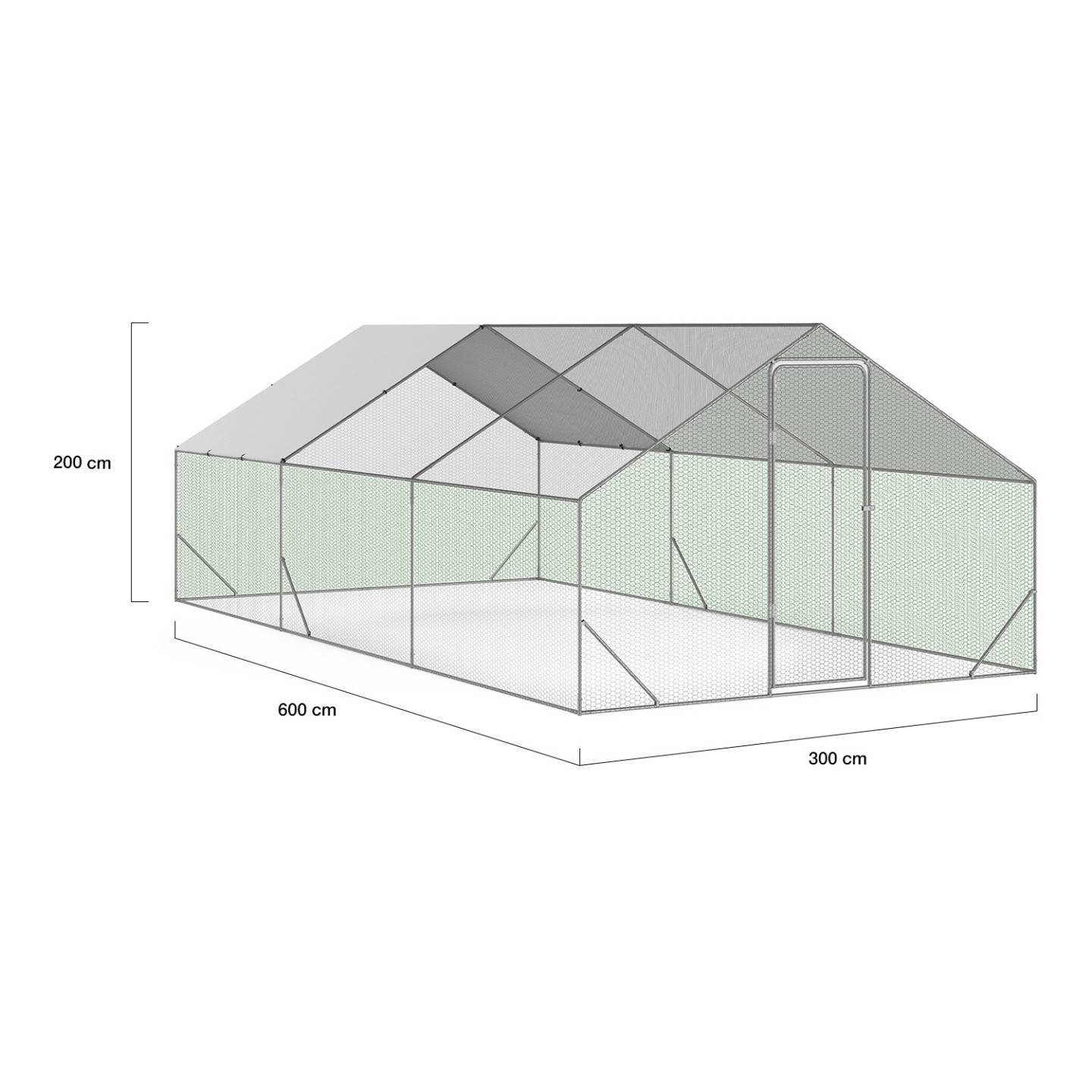 Enclos poulailler 18 m² – 6×3×2 m acier galvanisé, toit étanche & porte loquet – ID Market - Image 6