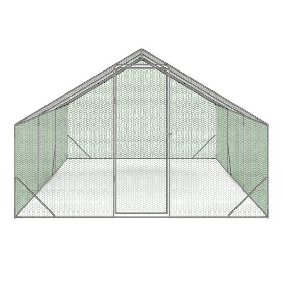 Enclos poulailler 18 m² – 6×3×2 m acier galvanisé, toit étanche & porte loquet – ID Market - Image 3