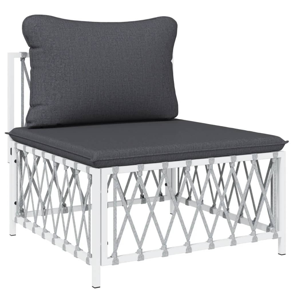 Helloshop26 - Salon de jardin meuble d'extérieur ensemble de mobilier 4 pièces avec coussins blanc acier - Imagen 3