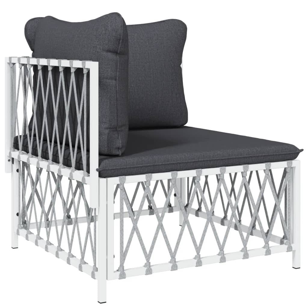 Helloshop26 - Salon de jardin meuble d'extérieur ensemble de mobilier 4 pièces avec coussins blanc acier - Imagen 2