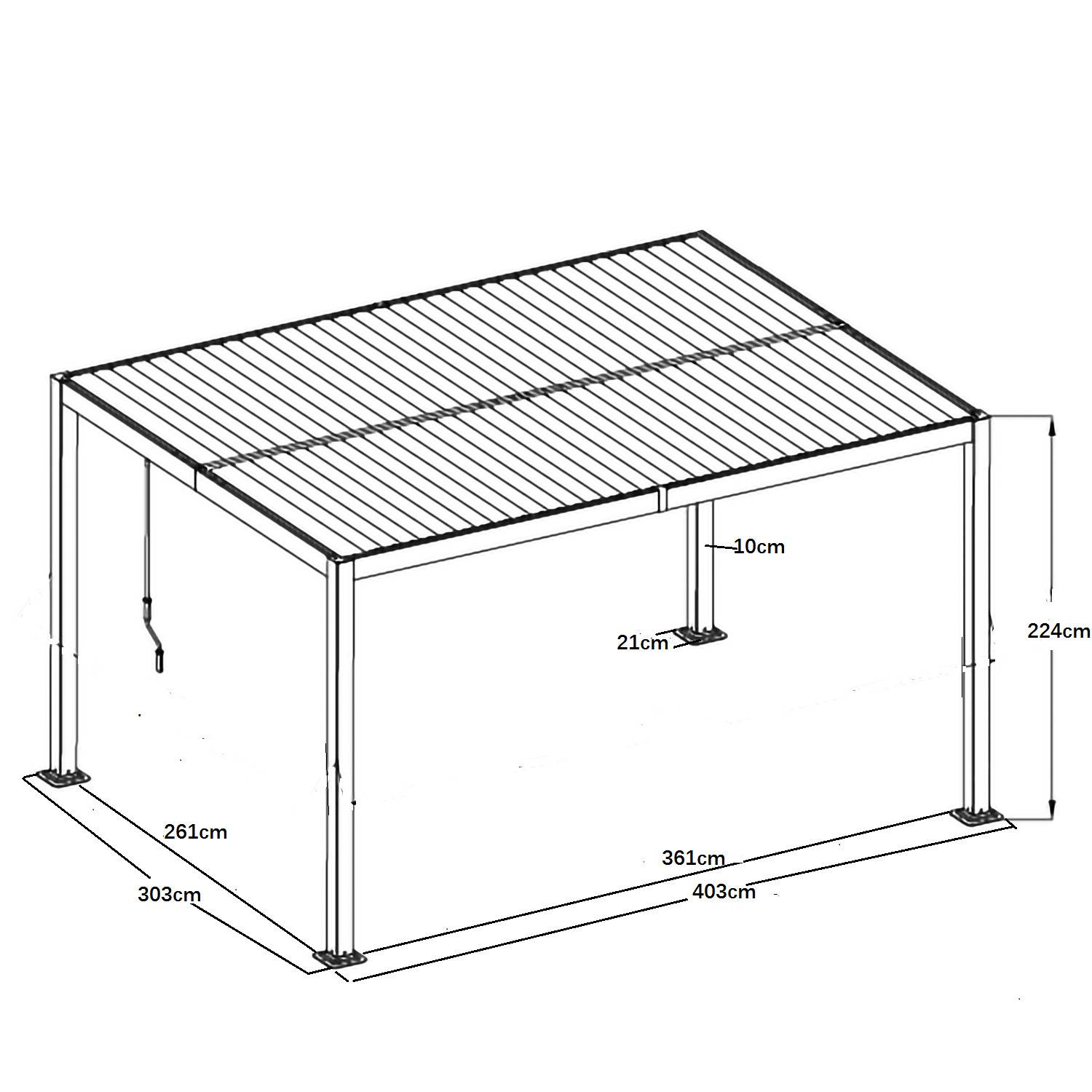 Autre - Tonnelle/Pergola bioclimatique lames orientables en aluminium 3x4m - Anthracite - BELAIR - Imagen 8