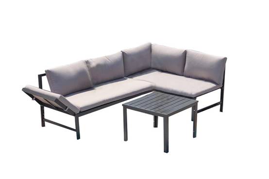 Salon de jardin bas avec canapé inclinable gris foncé KATEA - Image 1