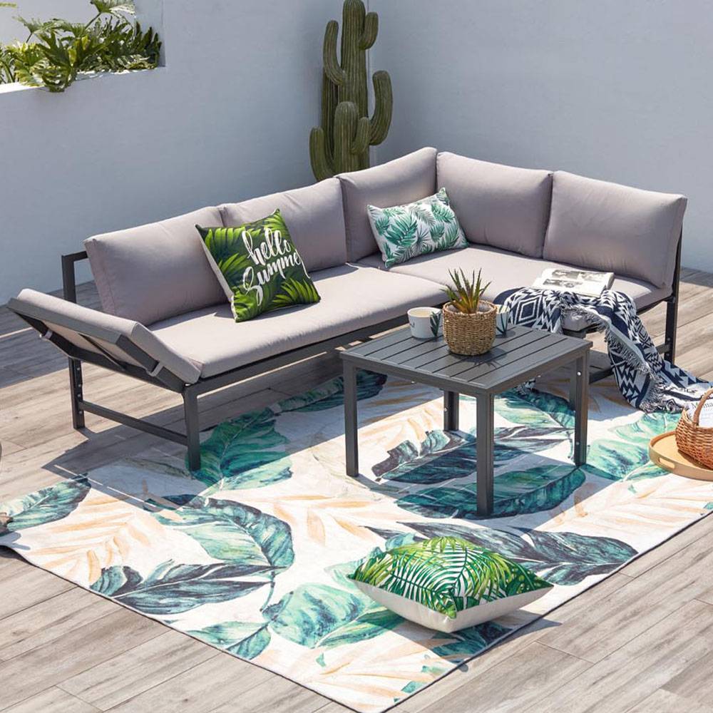 Salon de jardin bas avec canapé inclinable gris foncé KATEA - Image 2