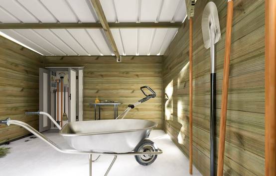 Sans Marque - ABRI DE JARDIN bois autoclave 27mm - 6,94x2,64m / 18m2 - Bac acier - Plancher bois - Image 3