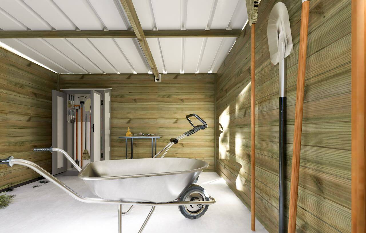 Sans Marque - ABRI DE JARDIN bois  autoclave 27mm - 6,94x2,64m / 18m2 - Bac acier - Plancher bois - Imagen 3