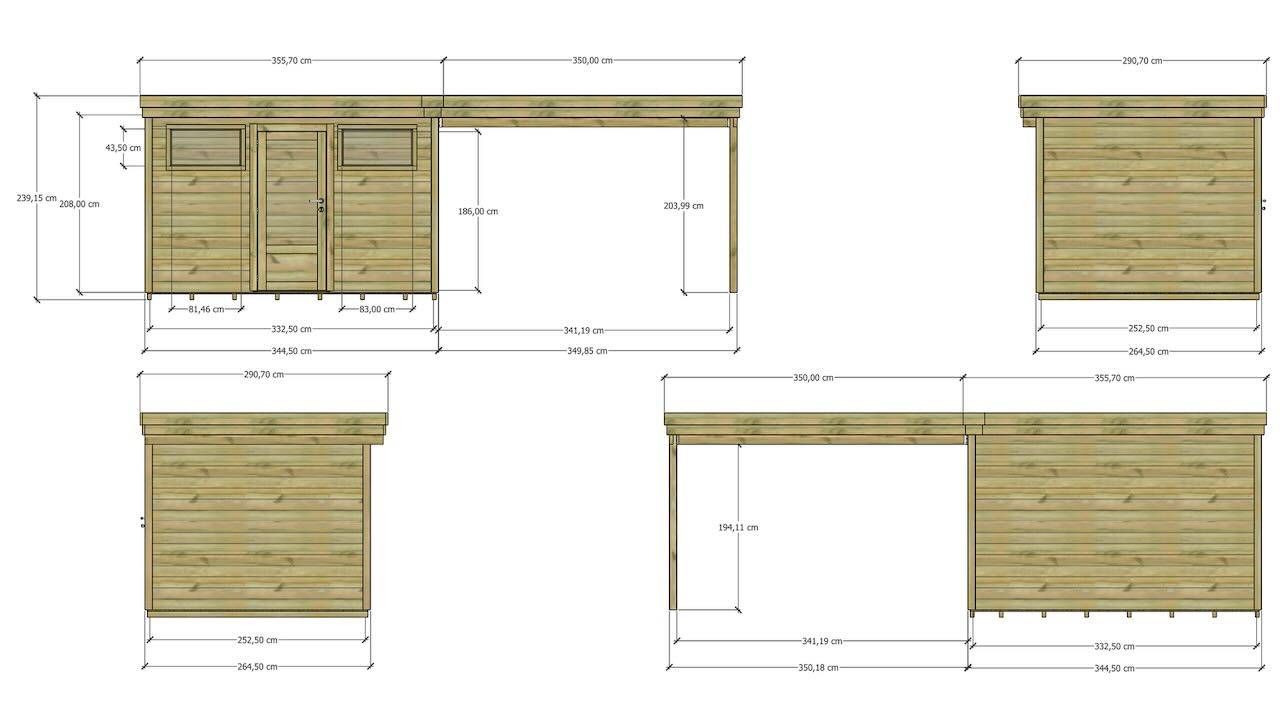 Sans Marque - ABRI DE JARDIN bois  autoclave 27mm - 6,94x2,64m / 18m2 - Bac acier - Plancher bois - Imagen 4