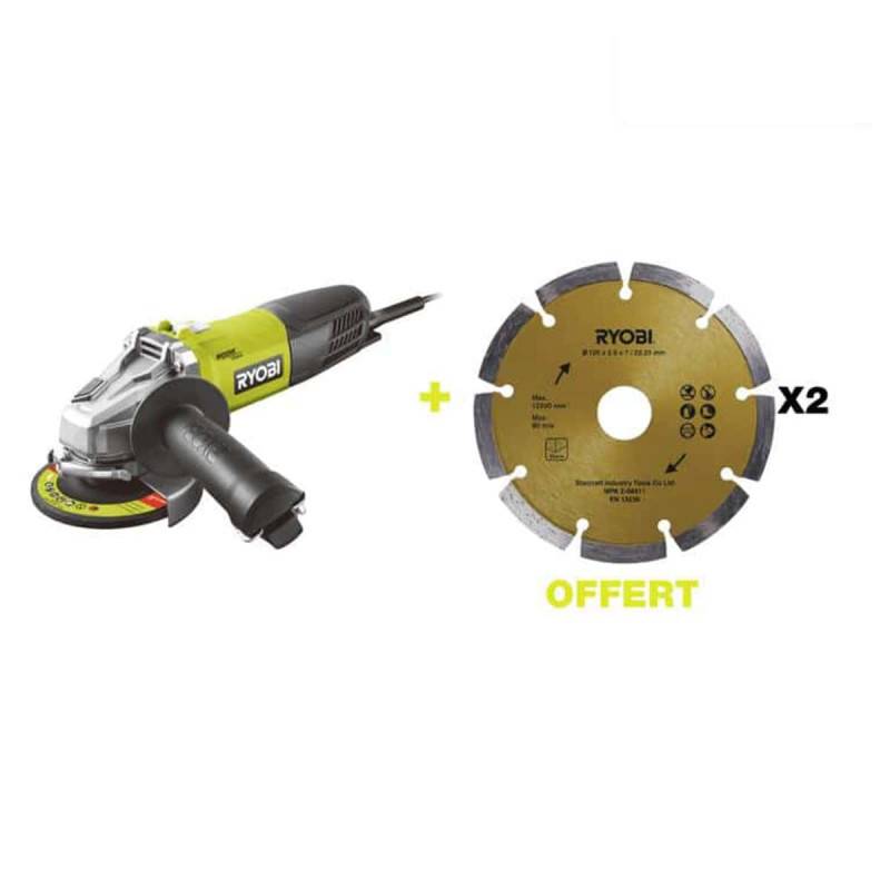 Ryobi - Pack RYOBI Meuleuse d'angle 800W 125mm - 8 disques diamants et à tronçonner - Image 2